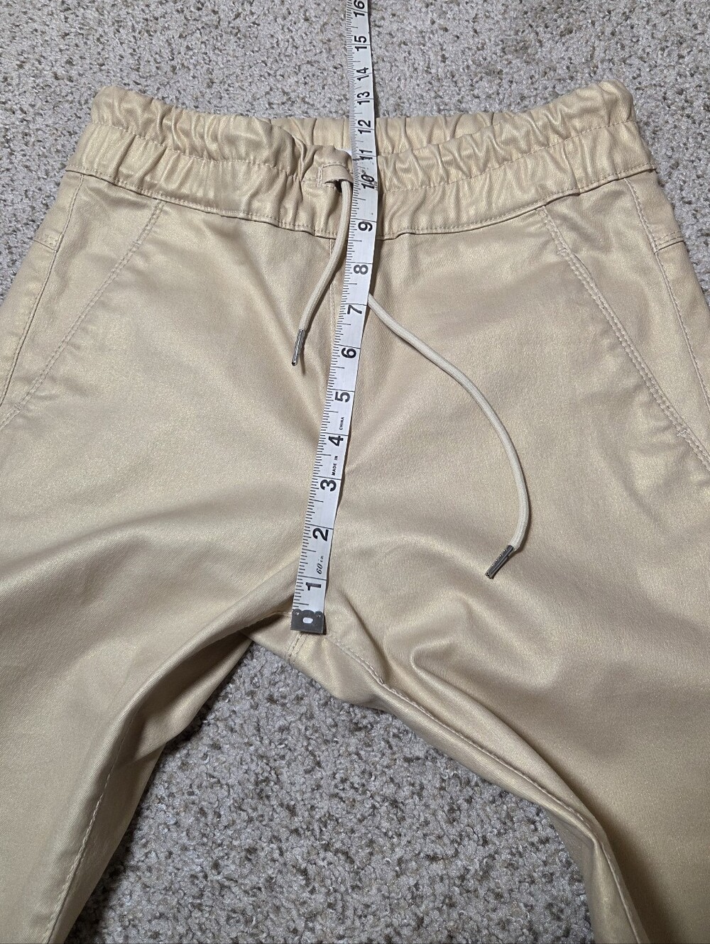 Bevy Flog Shely Gold Pull On Drawstring Pants Women's No Wrinkle Trousers 27 - Picture 6 of 10